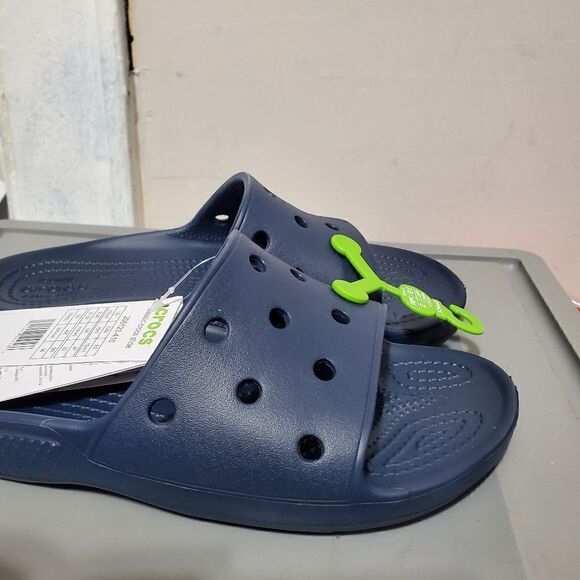 Classic Crocs Unisex Slides Navy Waterproof Men 5 /Womens 7 206121-410 New - Picture 6 of 10